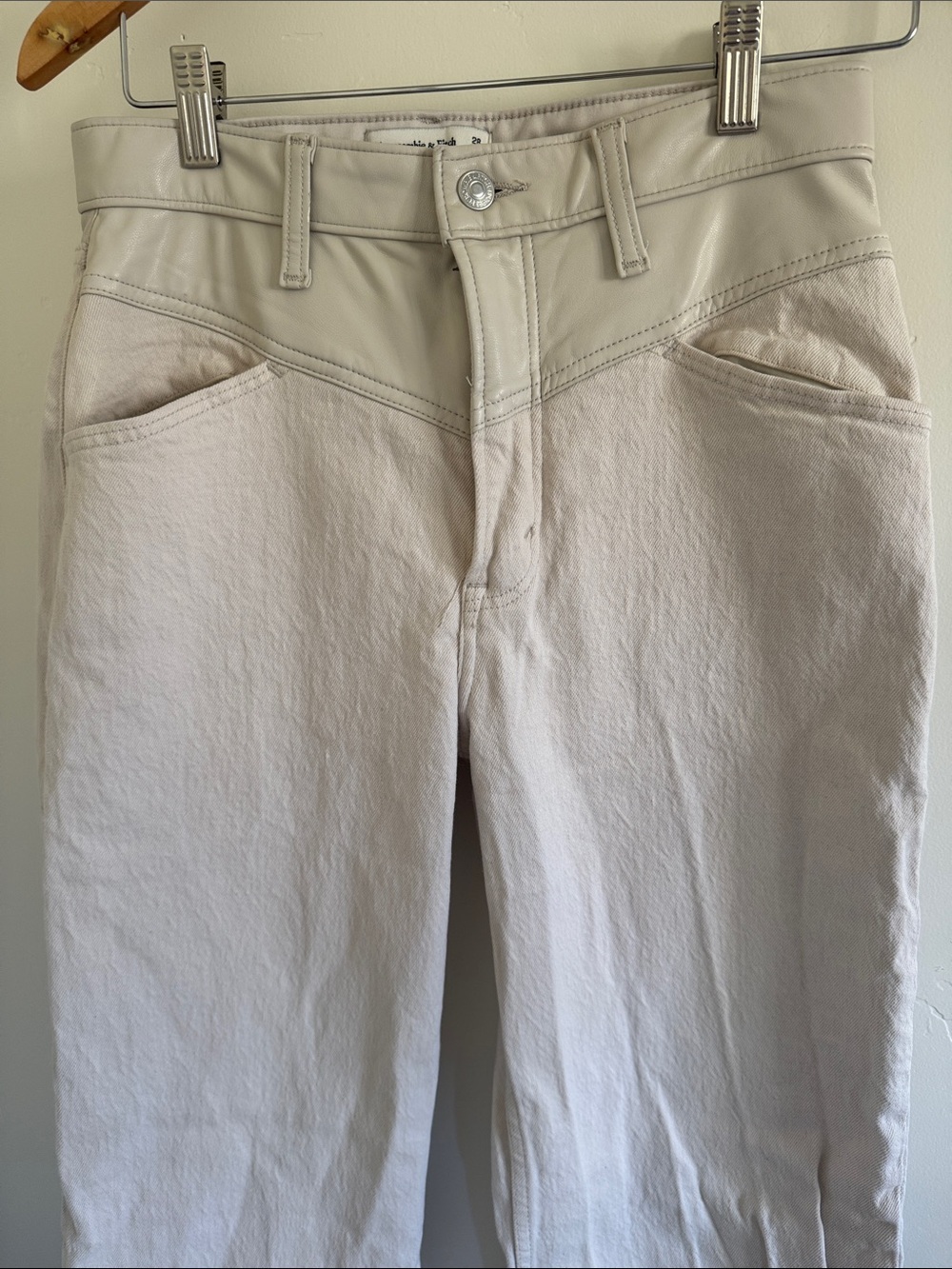 Abercrombie & Fitch Cream Wide-Leg Jeans